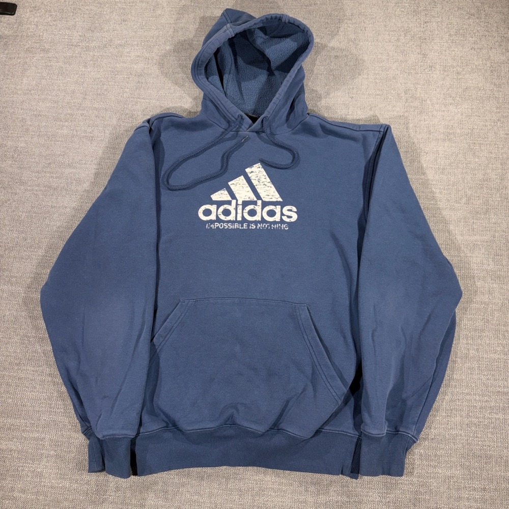Adidas Hoodie Mens Small Blue Good Impossible Is Nothing Graphic Pullover